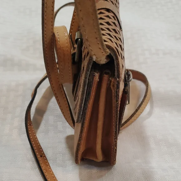 Patricia Nash Tori  Brown Lattice Crossbody Bag - Picture 7 of 14